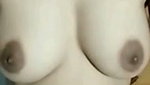 Girlfriend show her bobbs on video call to her bf