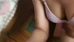 Hot aunty cover condom on lover dick  give Blowjob