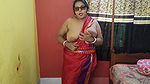 Indian sizzling mom showing her juicy pussy in red sharee
