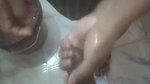 Husband and wife bathing and enjoying