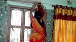 Aunty showing navel How to change window curtain