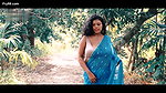 Barsha Banerjee in Blue Saree Flaunting Her Chubby Body