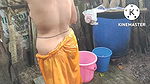 Anita Yadav bathing in indian style