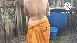 Anita Yadav bathing in indian style