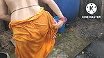 Anita Yadav bathing in indian style