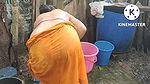 Anita Yadav bathing in indian style