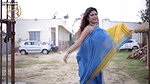 ARPITA MAKEOVER WITH BLUE SAREE AT BEACH RESORT