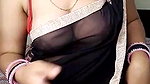 Sexy Bhabhi in See through Black Saree without blouse Exposing Boobs