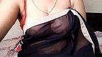 Sexy Bhabhi in See through Black Saree without blouse Exposing Boobs