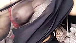 Sexy Bhabhi in See through Black Saree without blouse Exposing Boobs