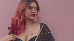 chubby bengali lay big breast and navel in black saree 22