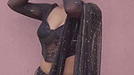 chubby bengali lay big breast and navel in black saree 22