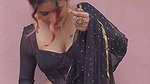 chubby bengali lay big breast and navel in black saree 22