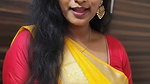 dusky desi lady very big deep navel in yellow saree 22
