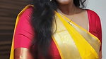 dusky desi lady very big deep navel in yellow saree 22