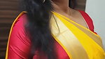 dusky desi lady very big deep navel in yellow saree 22