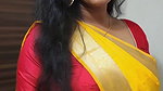 dusky desi lady very big deep navel in yellow saree 22