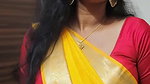 dusky desi lady very big deep navel in yellow saree 22