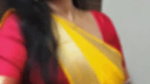 dusky desi lady very big deep navel in yellow saree 22