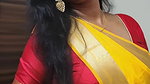 dusky desi lady very big deep navel in yellow saree 22