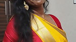 dusky desi lady very big deep navel in yellow saree 22