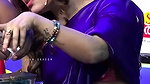 anumol sexy wide tummy in violet saree 22