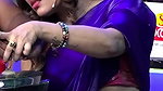 anumol sexy wide tummy in violet saree 22