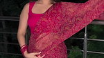 hot sizzling insta model sexy navel in pink saree 22