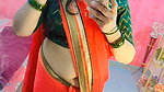 homely marathi lady open deep navel in red saree 22