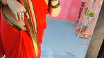 homely marathi lady open deep navel in red saree 22