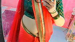 homely marathi lady open deep navel in red saree 22