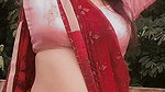 sexy chubby punjabi lady wide tummy and navel in red saree 22
