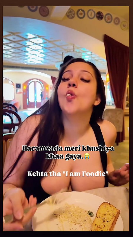busty punjabi lady huge breasts in black top 22