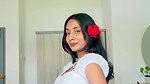 beautiful lankan girl deep sexy navel in white top and floral midy 22