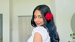 beautiful lankan girl deep sexy navel in white top and floral midy 22