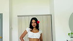 beautiful lankan girl deep sexy navel in white top and floral midy 22
