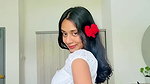 beautiful lankan girl deep sexy navel in white top and floral midy 22