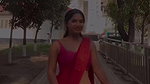 hot slim desi girl sexy navel chain in red saree 22