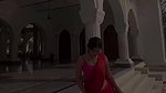 hot slim desi girl sexy navel chain in red saree 22