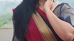 harsha tempting curvers and tummy in black saree 22