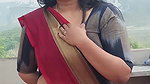 harsha tempting curvers and tummy in black saree 22