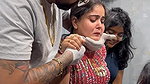 cute chubby girl crying while navel piercing 22