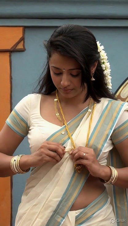 Trisha adjusting saree wantedly to reveal and tempt 243