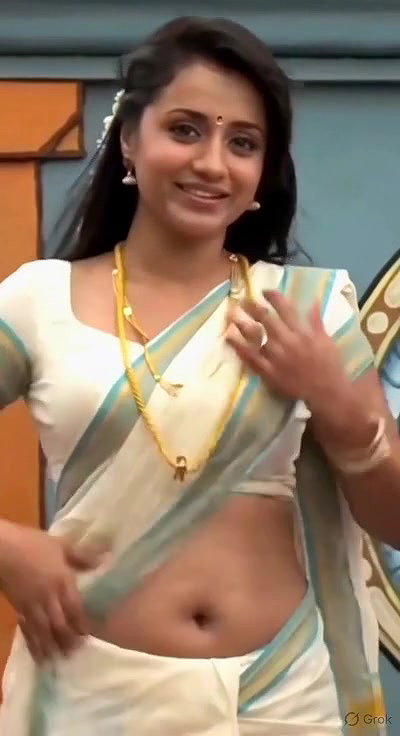 Trisha adjusting saree wantedly to reveal and tempt 248