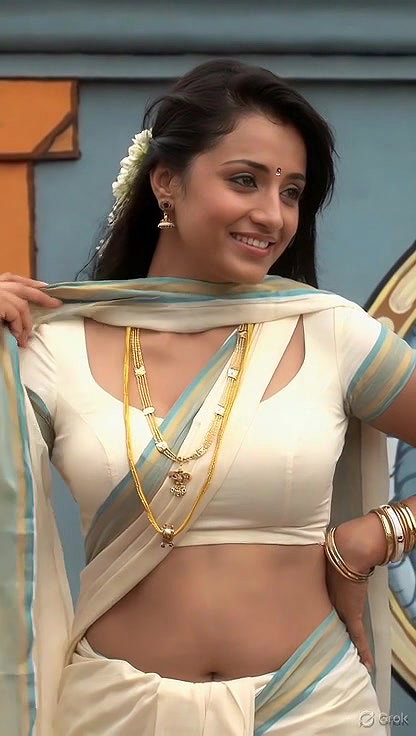 Trisha adjusting saree wantedly to reveal and tempt 265