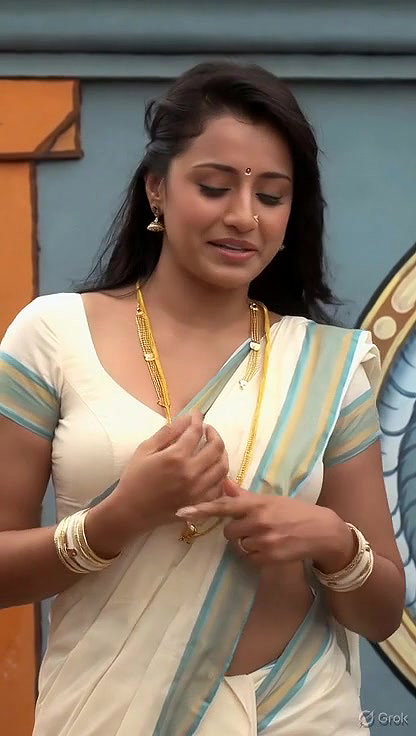 Trisha adjusting saree wantedly to reveal and tempt 270