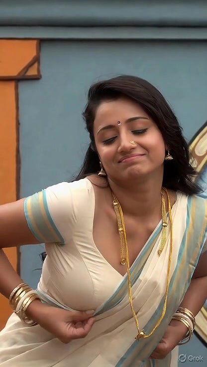 Trisha adjusting saree wantedly to reveal and tempt 270