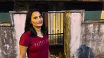 desi girl walking in red tshirt showing navel 22