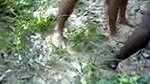 Blond doll slammed hard in forest