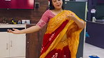 Moksha Sexy Wide Navel show in orange saree 22